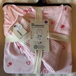 No Boundaries Light Pink Heart Pajama Set with Socks